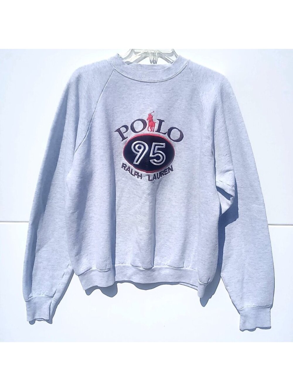 Vintage Polo Ralph Lauren 95 Pullover Crewneck Sweatshirt XL Heather Gray RARE